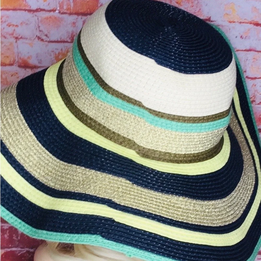 The Webster Miami Colorful Stiped Wide Brim Sun Hat